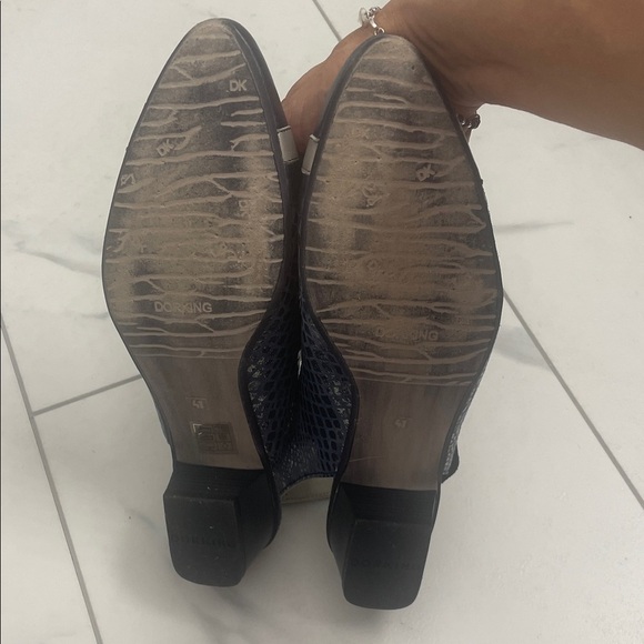 DorKing by Fluchos Leather Slingback Shoes with Stacked Heel Blue & Silver Sz 41 - Picture 7 of 9